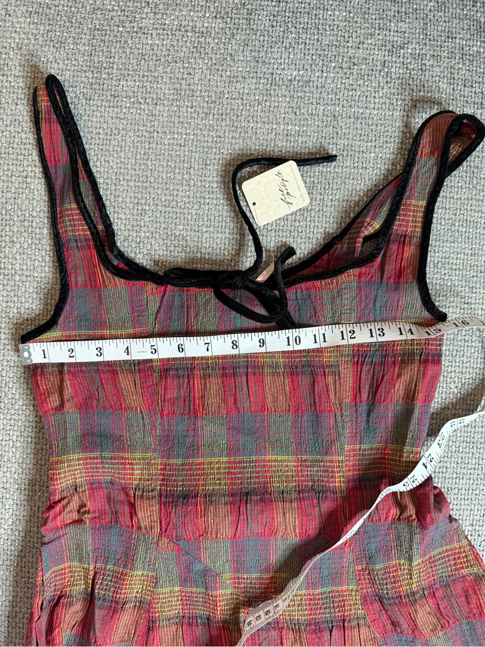 Free People Freya Strappy Plaid Midi Dress Cherry Medium NWT - Picture 15 of 16